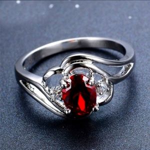 Oval Cut Ruby Red  925 Ring  Sterling Silver